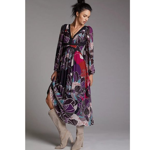 Let Me Be for Anthropologie Floral Midi Dress, BNWT, Size Medium - Picture 1 of 3